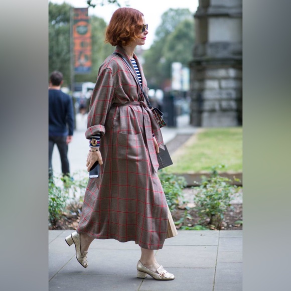 Gucci Marmont GG Logo Golden Fringe Block Mid Heel Kiltie Loafers Pumps - Picture 12 of 15